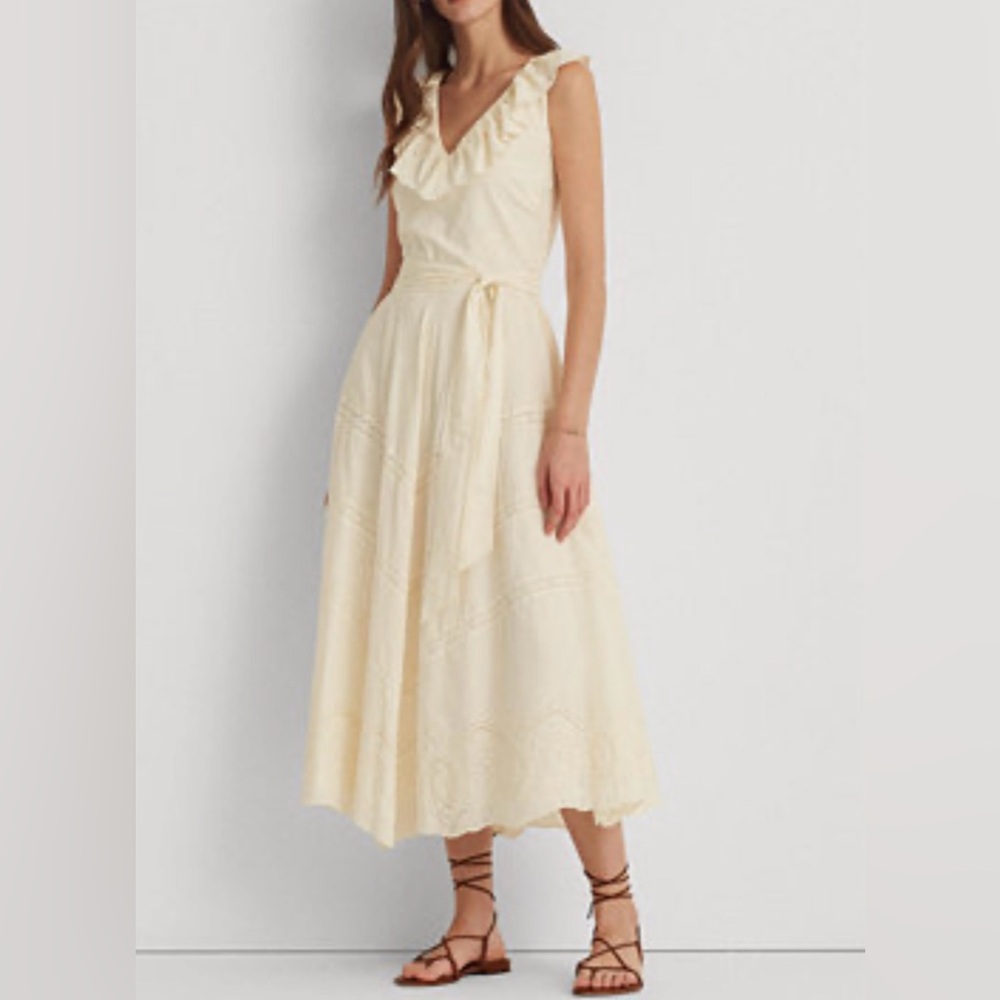 Ralph Lauren Cream Eyelet Dress size 16